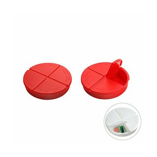 Pillendose rund mit 4 Fächern rot