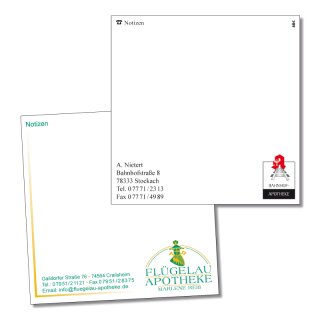 Notizblock 10x10cm, 25 Blatt, inkl. 1-4-farbigem Firmendruck
